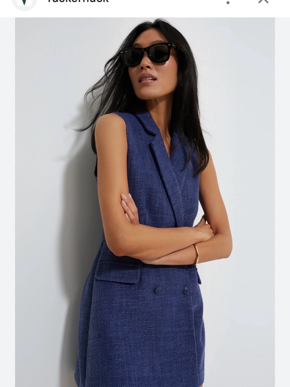 Pomander Place Sleeveless Navy Blue Tweed Romper